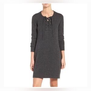 Madewell gray lace up merino wool sweater dress Medium